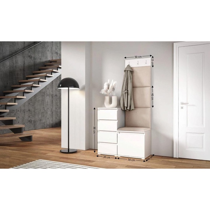 Cuier Hol Max 35 Culoare Bej cu Alb 80x185x40 cm