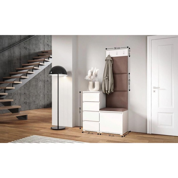 Cuier Hol Max 35 Culoare Maro cafeniu cu Alb 80x185x40 cm