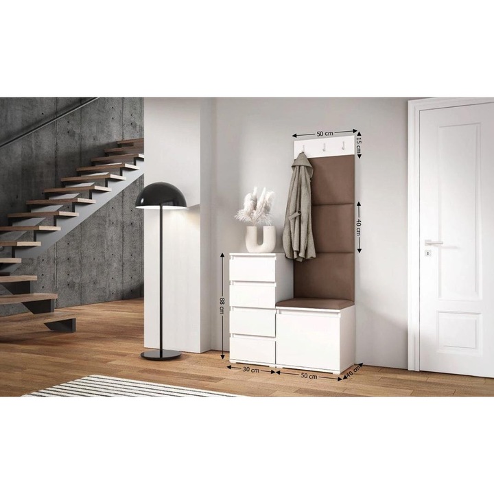 Cuier Hol Max 35 Culoare Maro cu Alb 80x185x40 cm