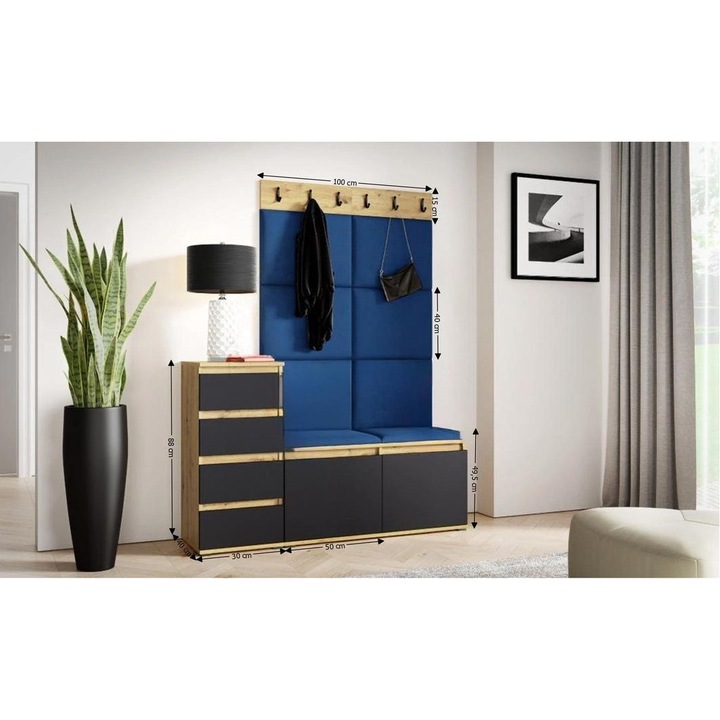 Cuier Hol Max 34 Culoare Albastru cu Artisan 130x185x40 cm