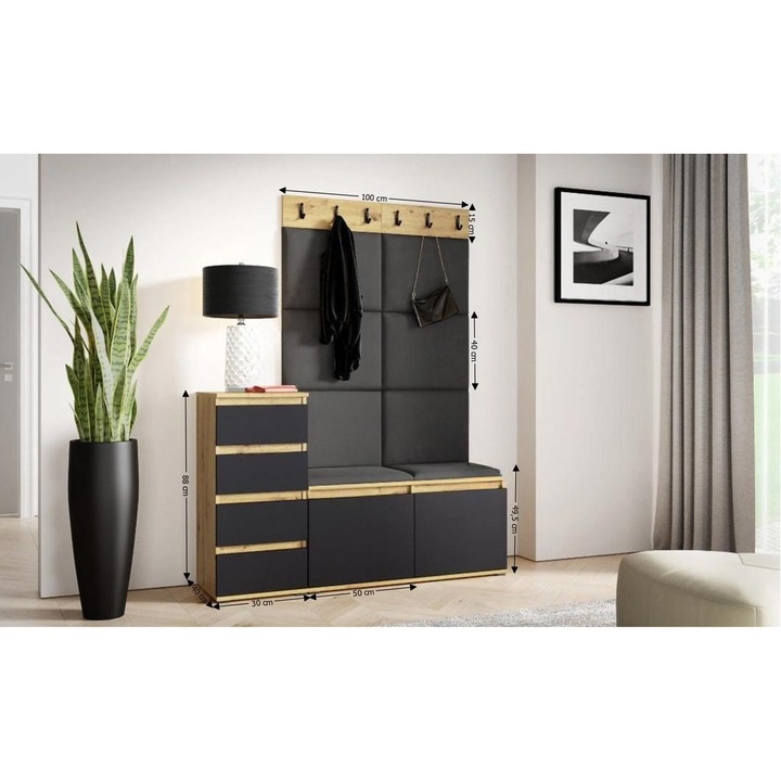 Cuier Hol Max 34 Culoare Gri grafit cu Artisan 130x185x40 cm