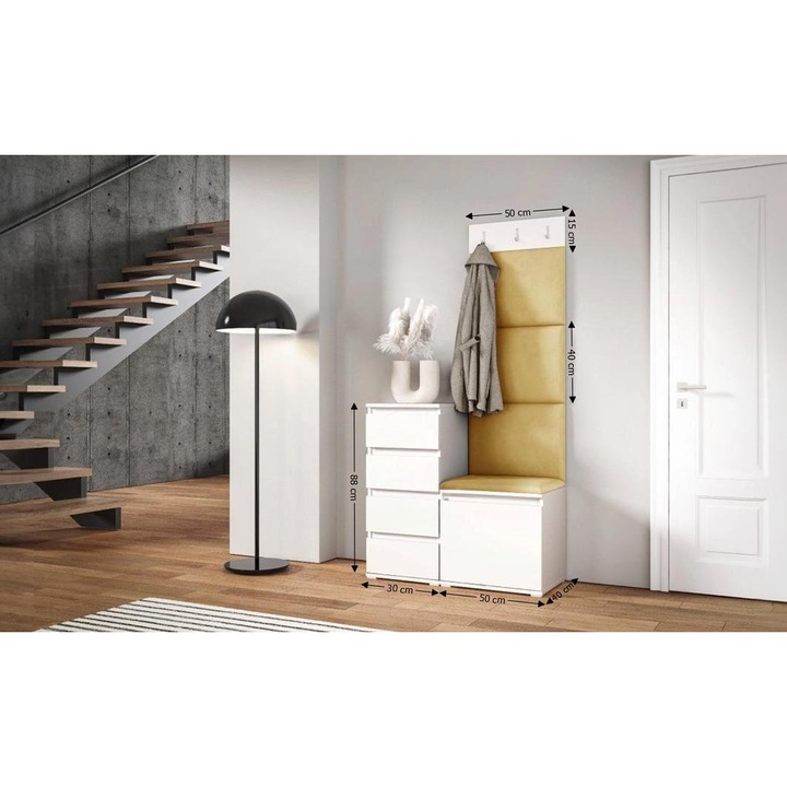 Cuier Hol Max 35 Culoare Galben cu Alb 80x185x40 cm