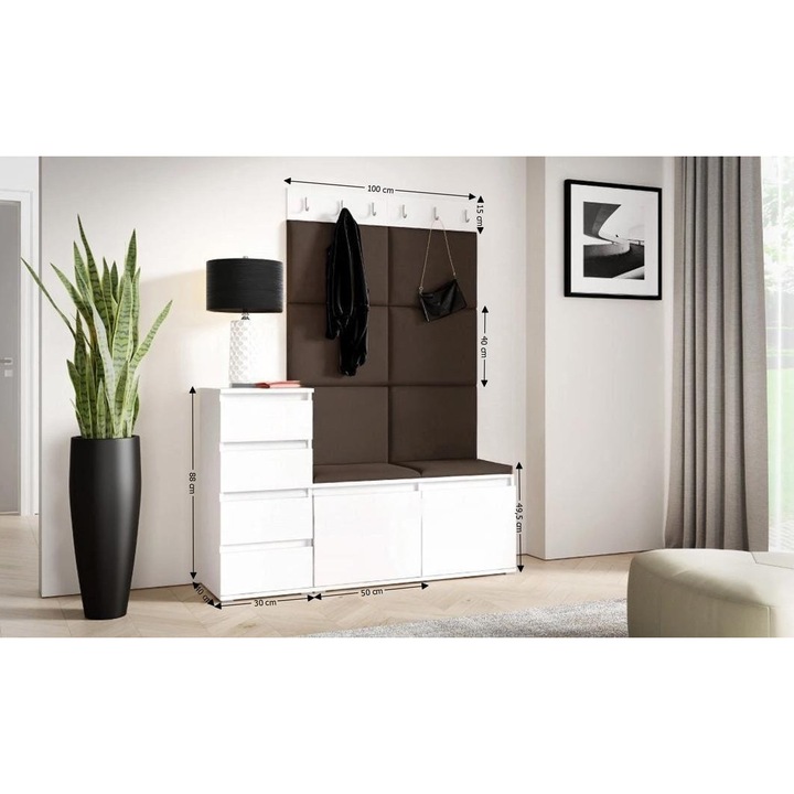 Cuier Hol Max 34 Culoare Maro inchis cu Alb 130x185x40 cm