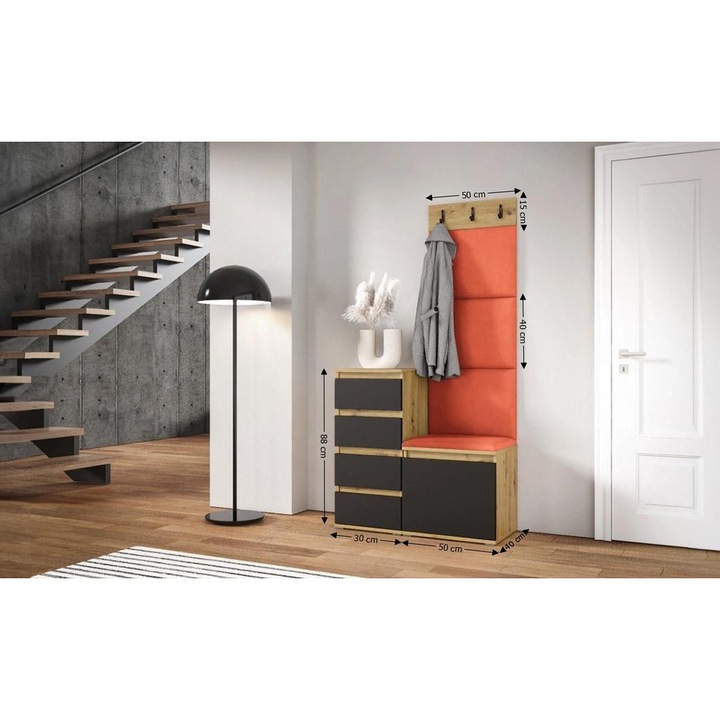 Cuier Hol Max 35 Culoare Bronz cu Artisan 80x185x40 cm