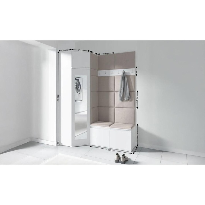 Cuier Hol Max 37 Culoare Bej cu Alb 220x225x40 cm