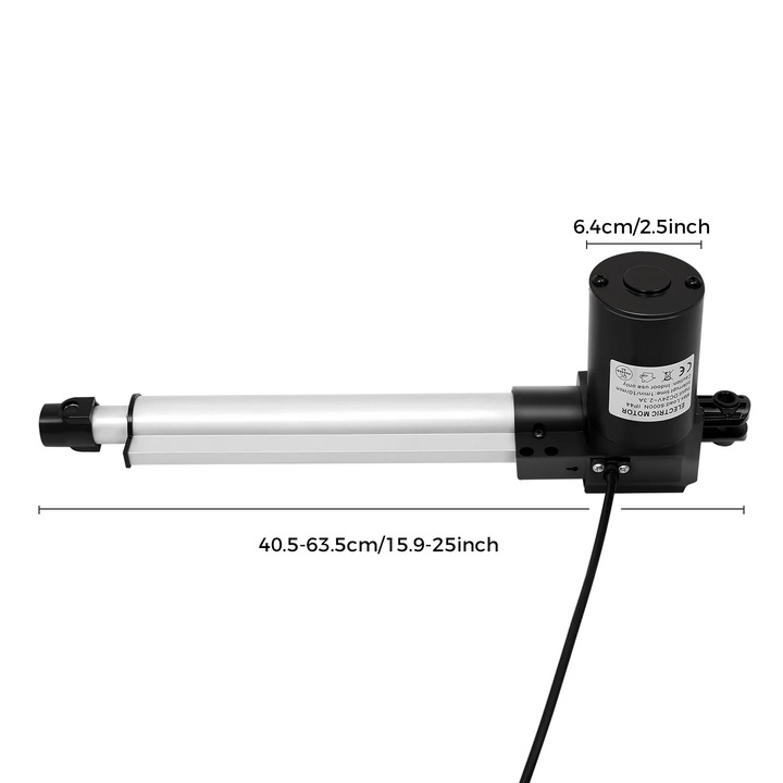 Линеен задвижващ механизъм, 6000N товароносимост, ефективен DC мотор, сребрист, 230 мм