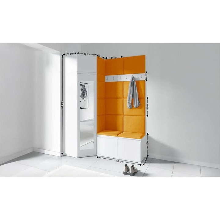 Cuier Hol Max 37 Culoare Galben mustar cu Alb 220x225x40 cm