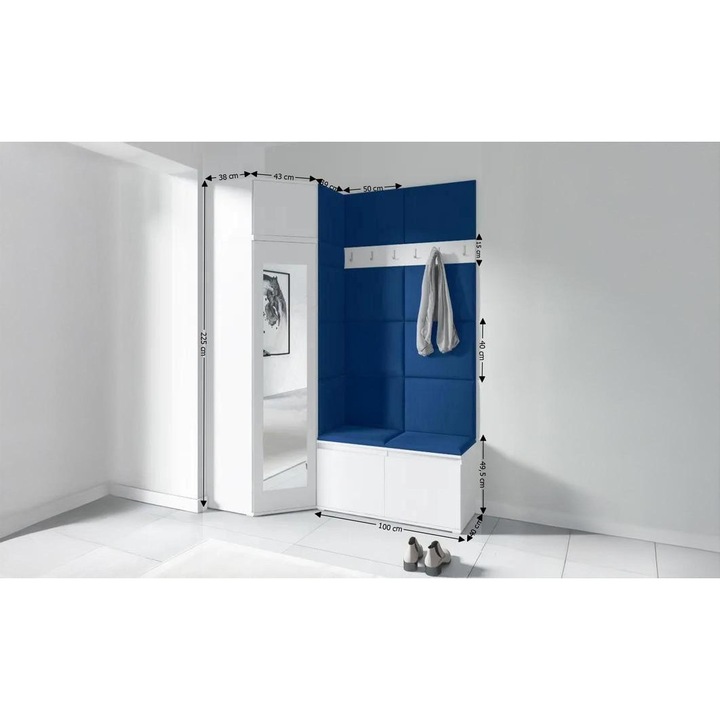 Cuier Hol Max 37 Culoare Albastru cu Alb 220x225x40 cm