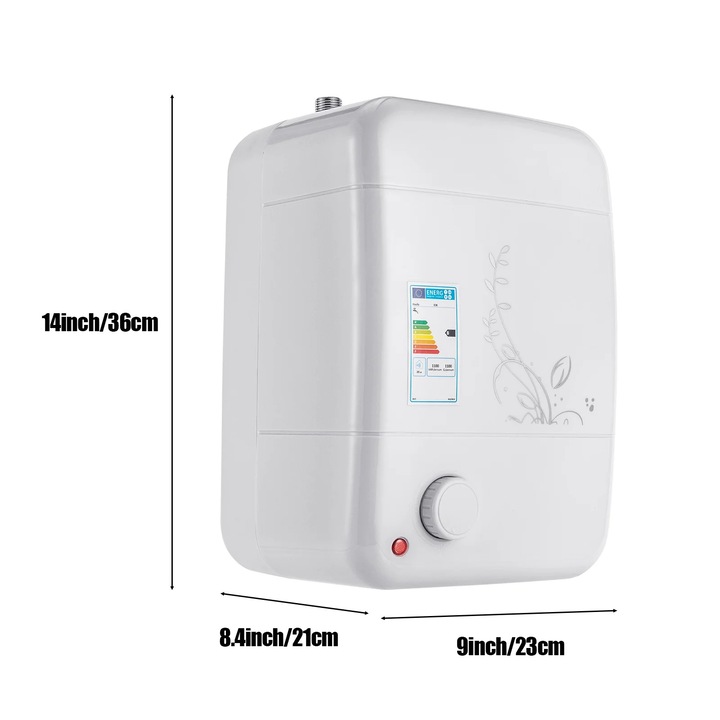 Azonnali vízmelegítő, Kompakt, Állítható hőmérséklet-szabályozás, Fehér, 1500W, 30-65C