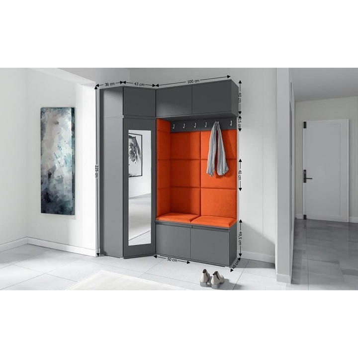 Cuier Hol Max 38 Culoare Bronz cu Grafit 180x225x40 cm