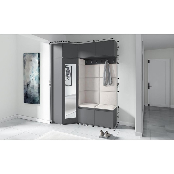 Cuier Hol Max 38 Culoare Crem cu Grafit 180x225x40 cm