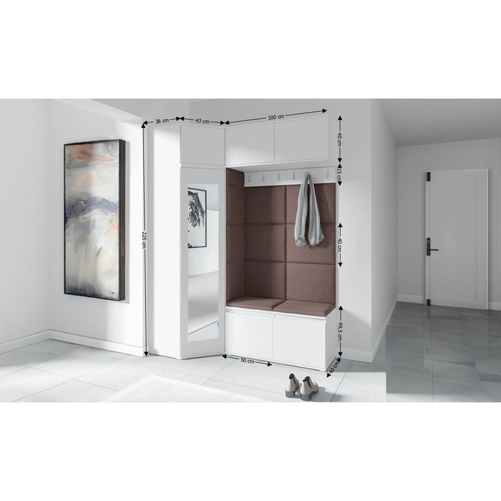 Cuier Hol Max 38 Culoare Maro cafeniu cu Alb 180x225x40 cm