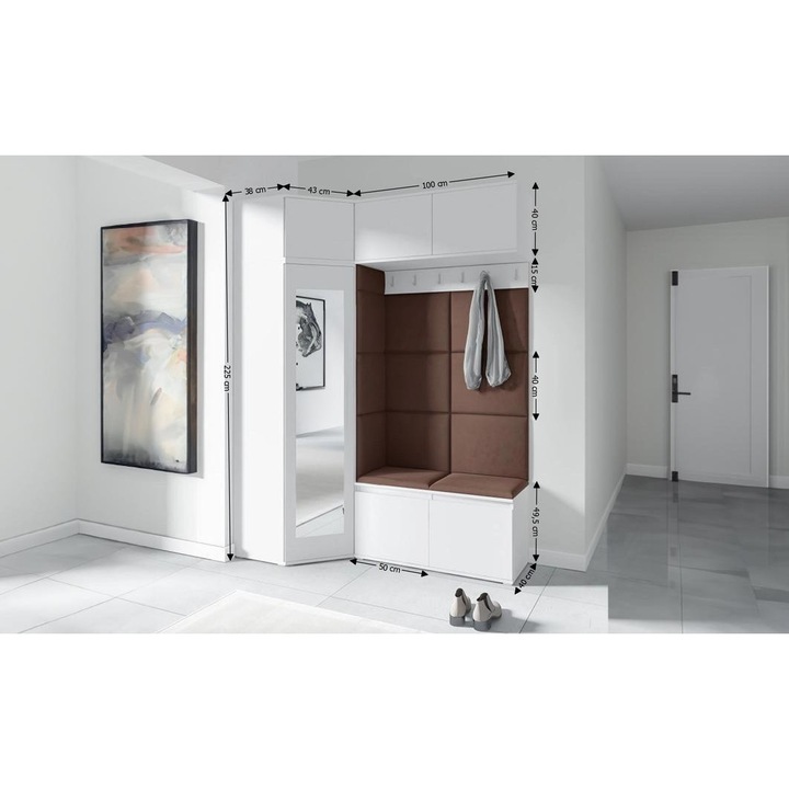 Cuier Hol Max 38 Culoare Maro cu Alb 180x225x40 cm