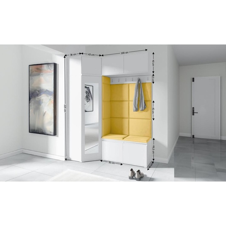 Cuier Hol Max 38 Culoare Galben cu Alb 180x225x40 cm