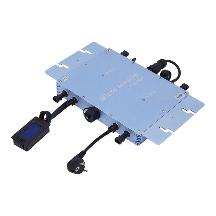 Invertor Micro Solar WVC, Grid Tie, 1200W, Control MPPT, DC22-50V, AC 220V, pentru Panouri Solare, Culoare Albastru