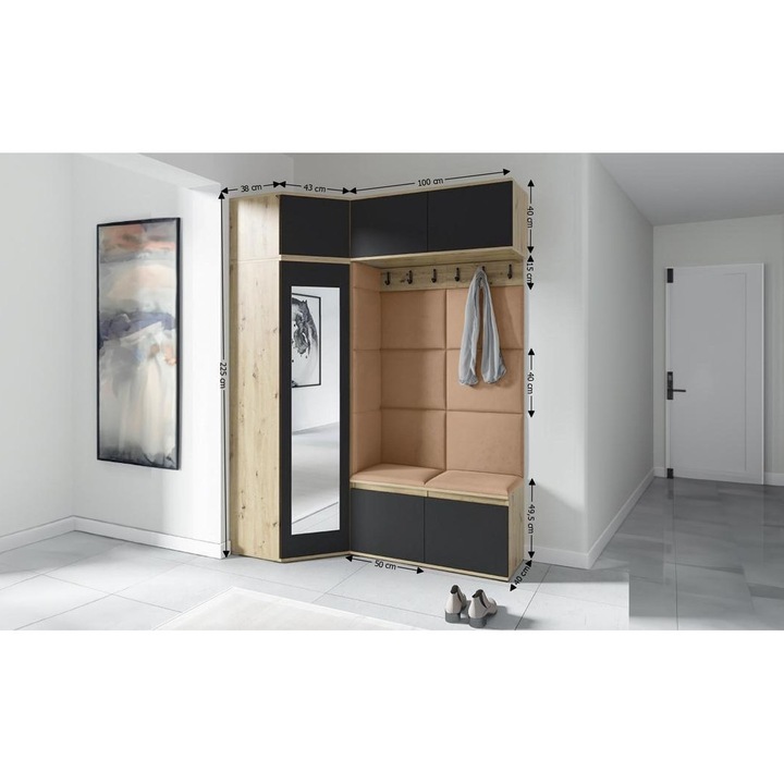 Cuier Hol Max 38 Culoare Bej inchis cu Artisan 180x225x40 cm