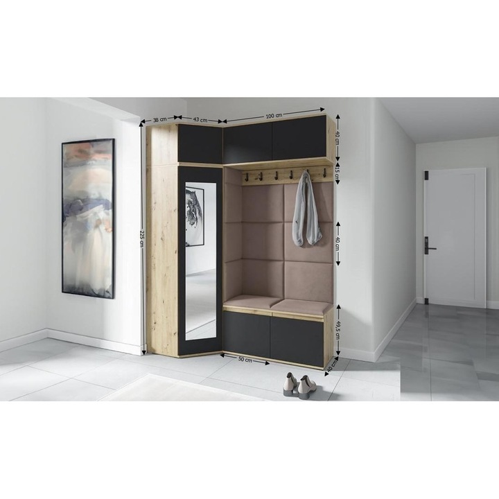 Cuier Hol Max 38 Culoare Gri antracit cu Artisan 180x225x40 cm