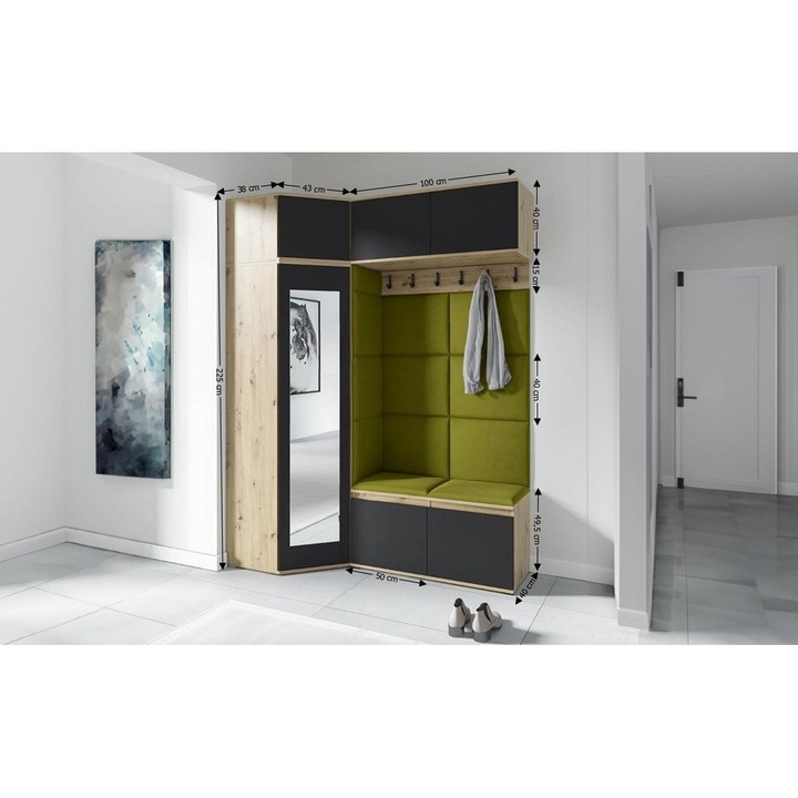 Cuier Hol Max 38 Culoare Verde cu Artisan 180x225x40 cm