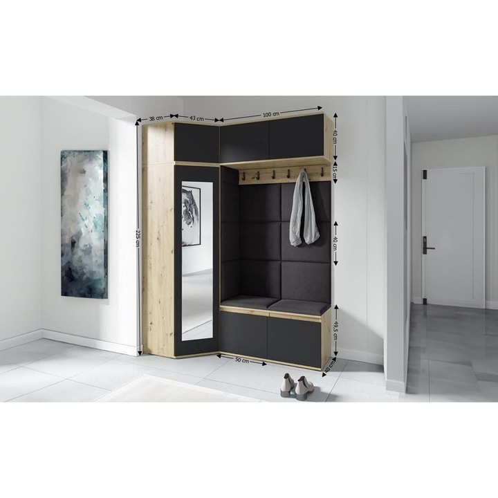 Cuier Hol Max 38 Culoare Gri grafit cu Artisan 180x225x40 cm