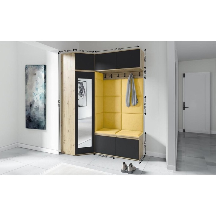 Cuier Hol Max 38 Culoare Galben cu Artisan 180x225x40 cm