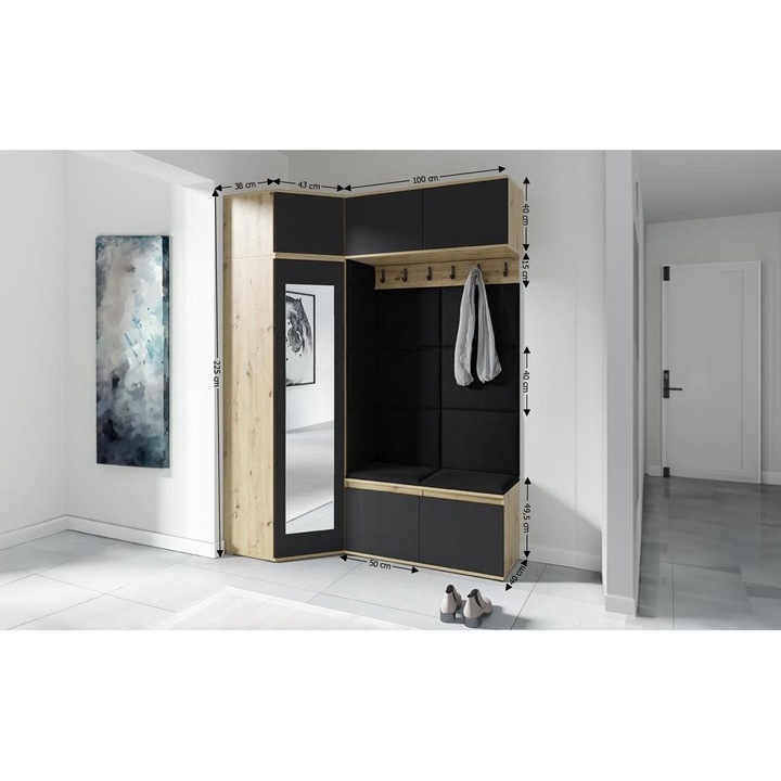 Cuier Hol Max 38 Culoare Negru cu Artisan 180x225x40 cm