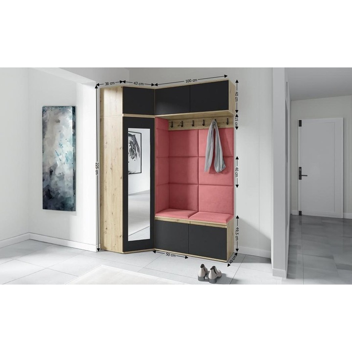 Cuier Hol Max 38 Culoare Rose cu Artisan 180x225x40 cm