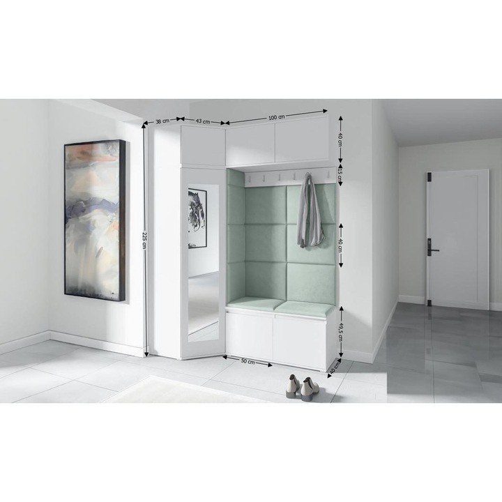 Cuier Hol Max 38 Culoare Verde menta cu Alb 180x225x40 cm