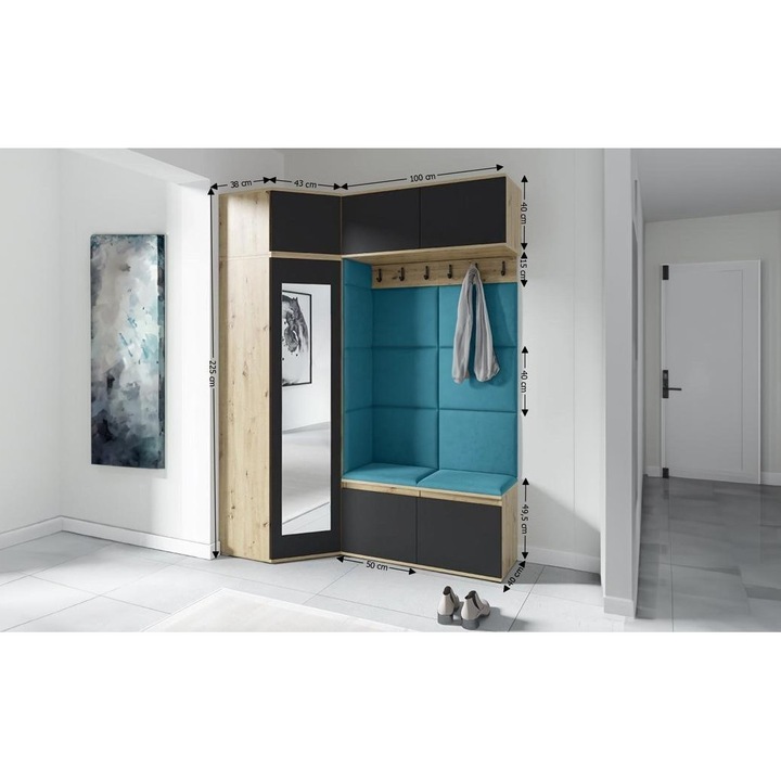 Cuier Hol Max 38 Culoare Albastru deshcis cu Artisan 180x225x40 cm