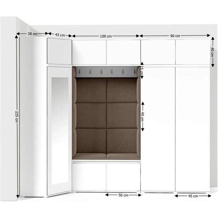 Cuier Hol Max 39 Culoare Maro cafeniu cu Alb 271x225x40 cm