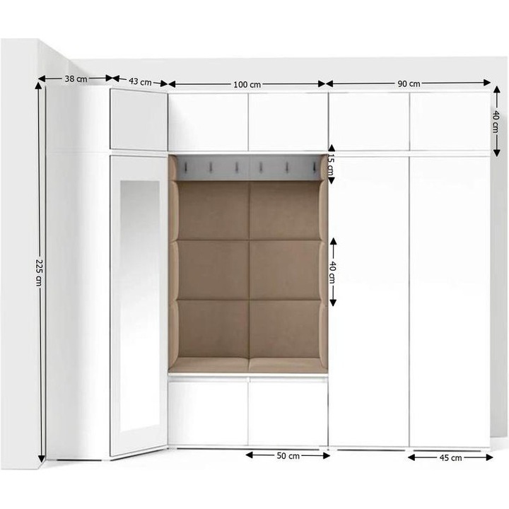 Cuier Hol Max 39 Culoare Bej cu Alb 271x225x40 cm