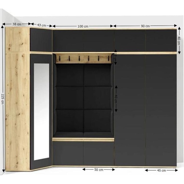 Cuier Hol Max 39 Culoare Negru cu Artisan 271x225x40 cm