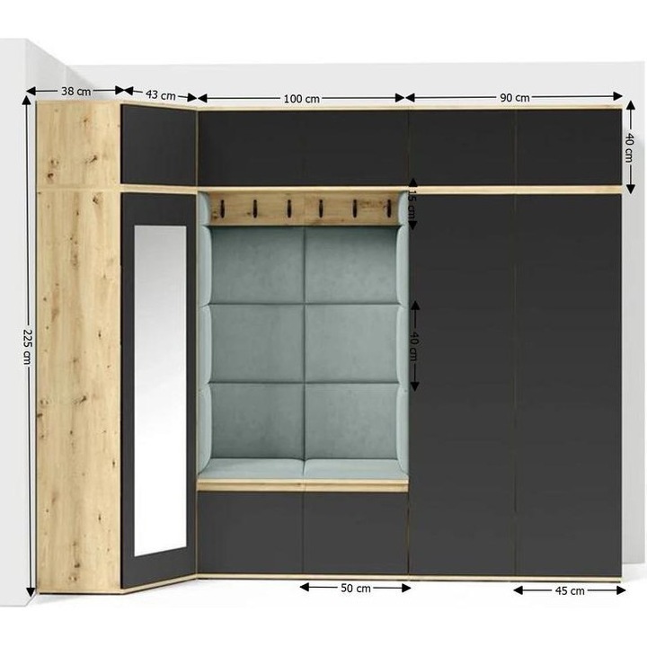 Cuier Hol Max 39 Culoare Verde menta cu Artisan 271x225x40 cm