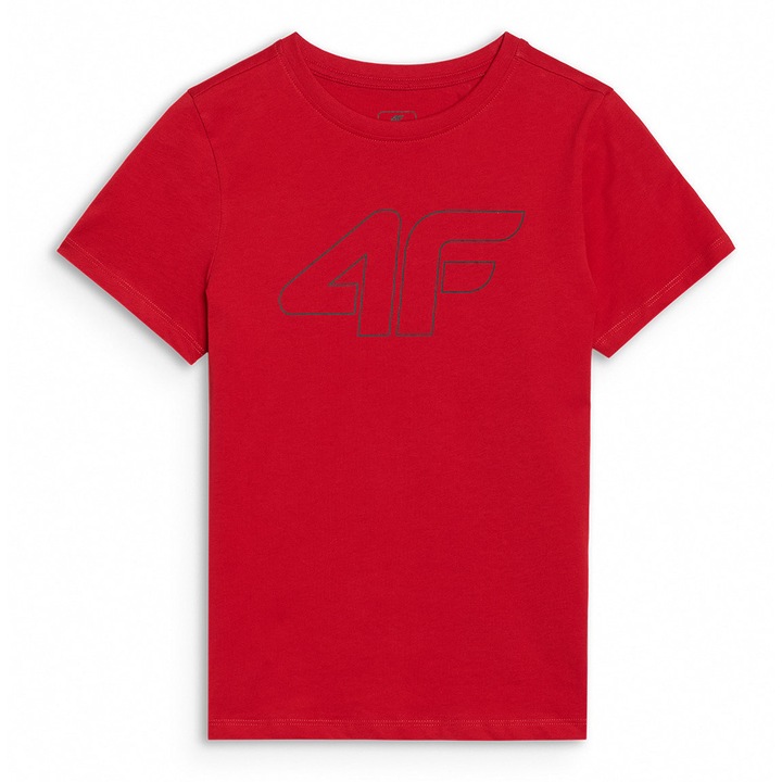 4F Junior Fiú Póló, 100% Pamut, Piros, Piros