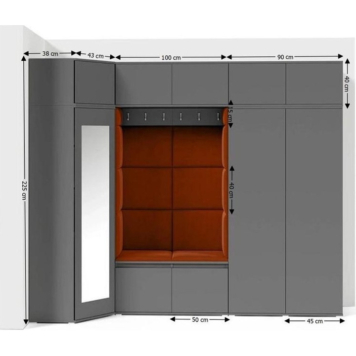 Cuier Hol Max 39 Culoare Bronz cu Grafit 271x225x40 cm