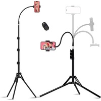 Trepied Foto Telescopic EvoSmart™ C22 Flexibil Profesional, Selfie Pentru Telefon, Telecomanda Bluetooth, Universal, Ajustabil, Lungime 220cm, Husa Impermeabila, Aluminiu, Negru