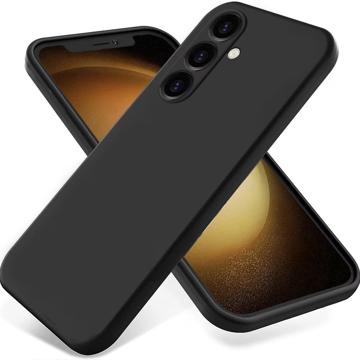 Husa pentru Samsung Galaxy A56, Silicon, subtire, captusita cu microfibra, anti amprenta, protectie camera foto - Negru