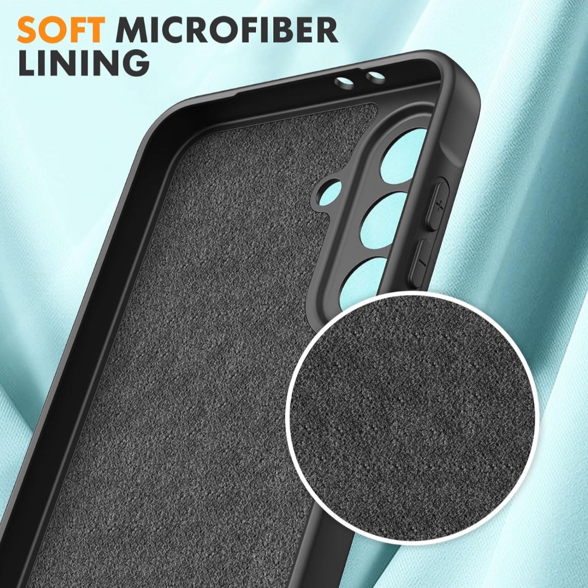 Husa pentru Samsung Galaxy A56, Silicon, subtire, captusita cu microfibra, anti amprenta, protectie camera foto - Negru