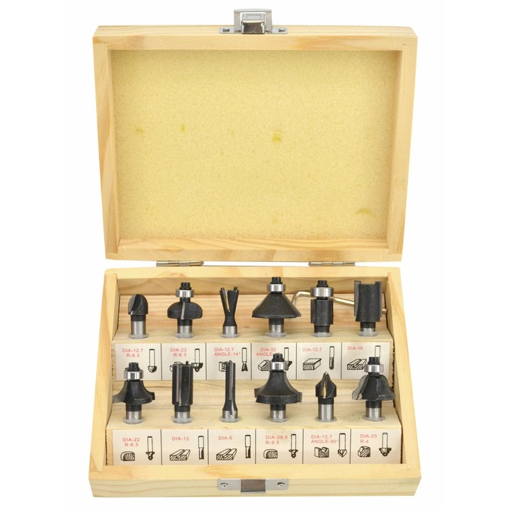 AWTOOLS famearó készlet, 12 részes, 8mm, TCT anyag, fadoboz