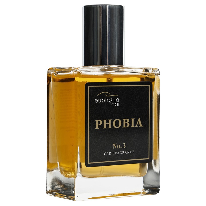 Autóillatosító, Euphoria Car PHOBIA 3, 50 ml, édes-fűszeres illat kardamonnal és korianderrel, elegáns üvegcsében