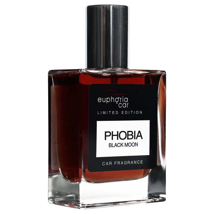Euphoria Car PHOBIA BLACK MOON autóparfüm, 50 ml, citrusos és vaníliás aroma, minimalista design