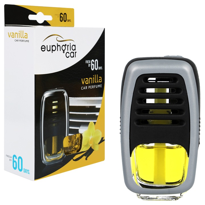 Odorizant auto set Euphoria Car PHOBIA VANILLA, 60 zile, montaj grila ventilatie, aroma vanilie, aspect elegant