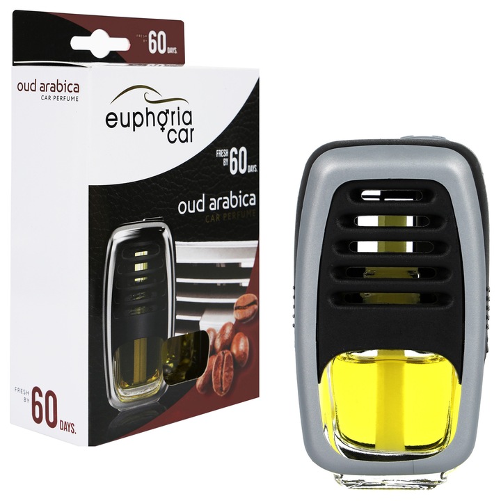 Autóillatosító Euphoria Car PHOBIA Oud Arabica, 60 nap, folyékony, szellőzőrácsra szerelhető, elegáns