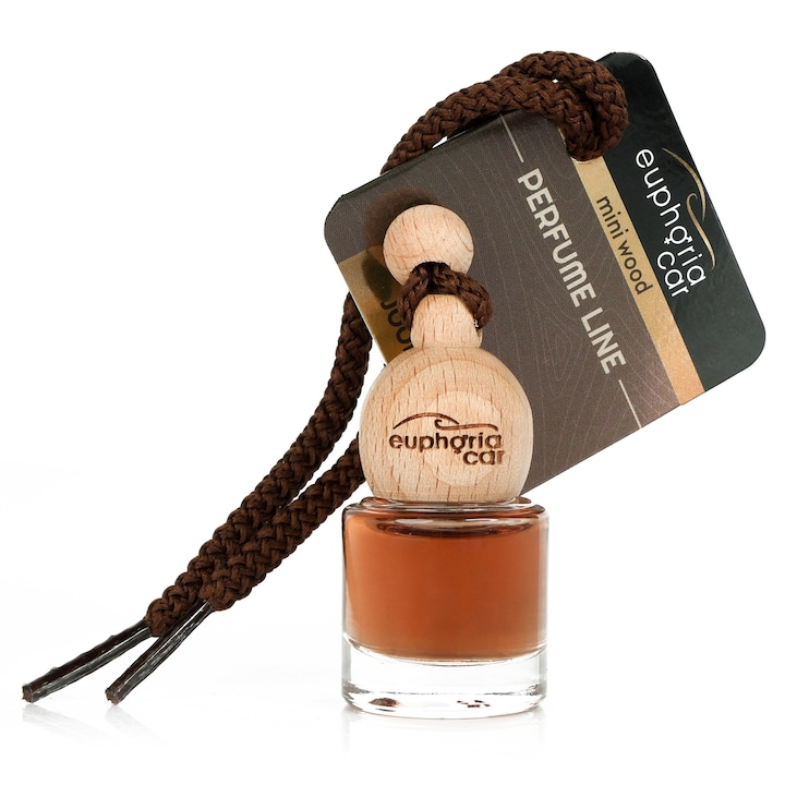 Odorizant auto Euphoria Car MINI WOOD JOOD ONE, 5 ml, design natural, capac din lemn, sticla