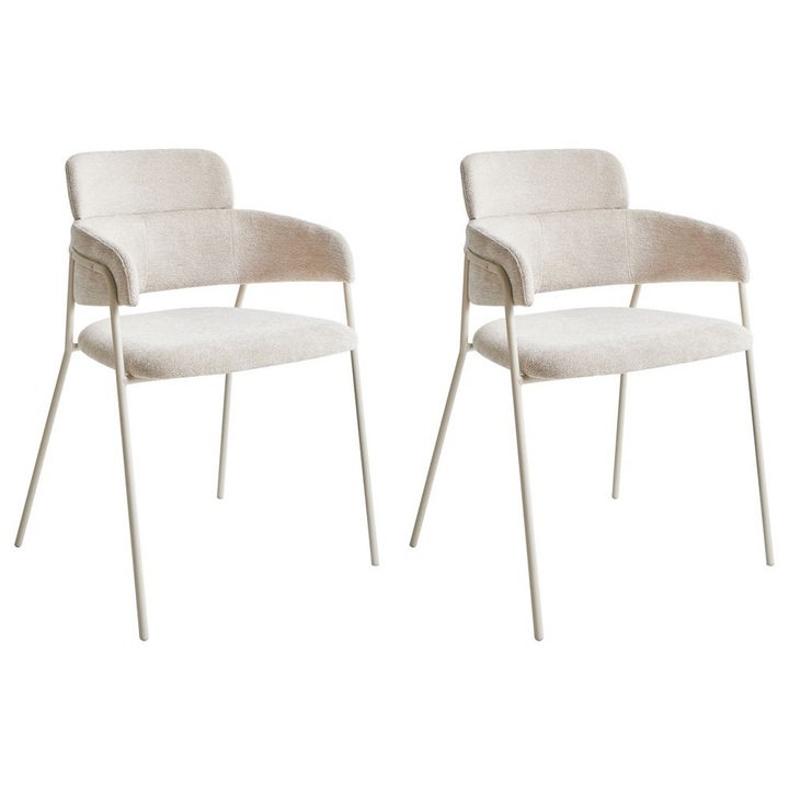 Set de 2 scaune dining Paonia Chenille Bej deschis