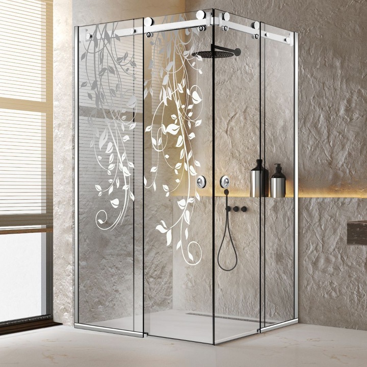 Cabina dus cu 2 usi colt glisante Glissando Duo Inox, model Dance incolor, feronerie full inox, sticla clara, securizata, 90x90 cm, inaltime 205 cm