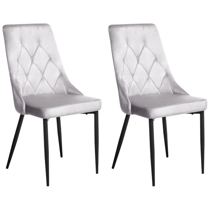 Étkezőszék kétdarabos szettben Avenir Bársony Világosszürke