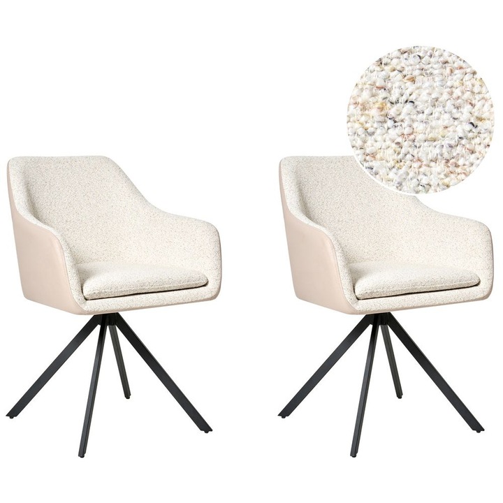 Étkezőszék kétdarabos szettben Lithia Buklé Világosbézs