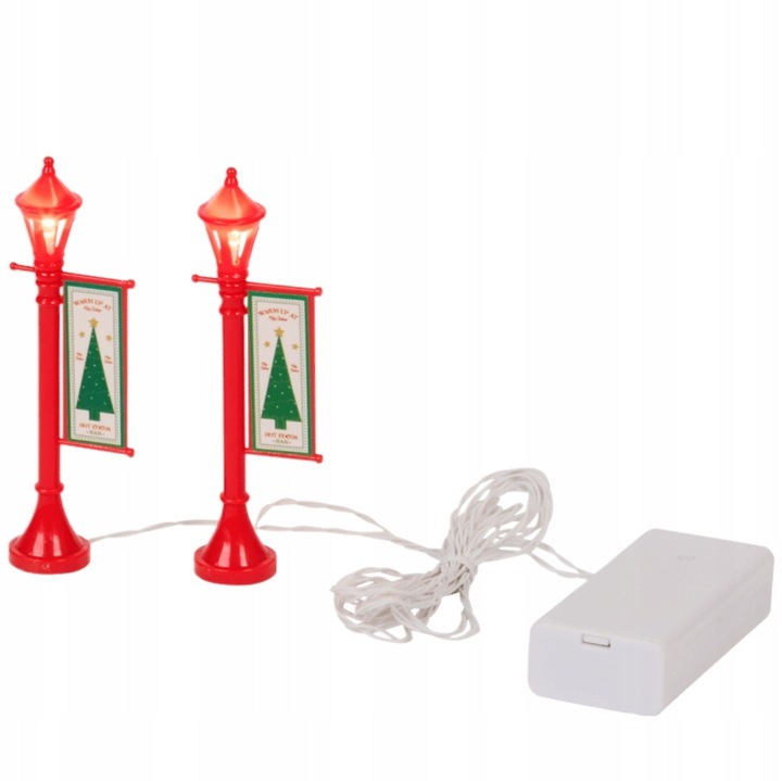 Felinar LED Crăciun Magic Village, 2buc., Roșu, 10cm