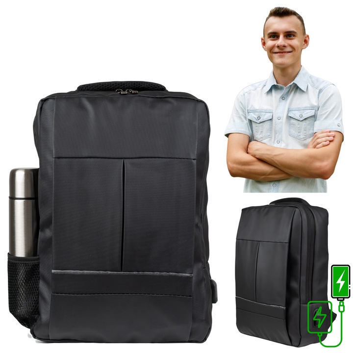 Rucsac scolar si pentru facultate 14L cu port USB si compartiment laptop 15,6” – confort zilnic si functionalitate moderna BK91103black