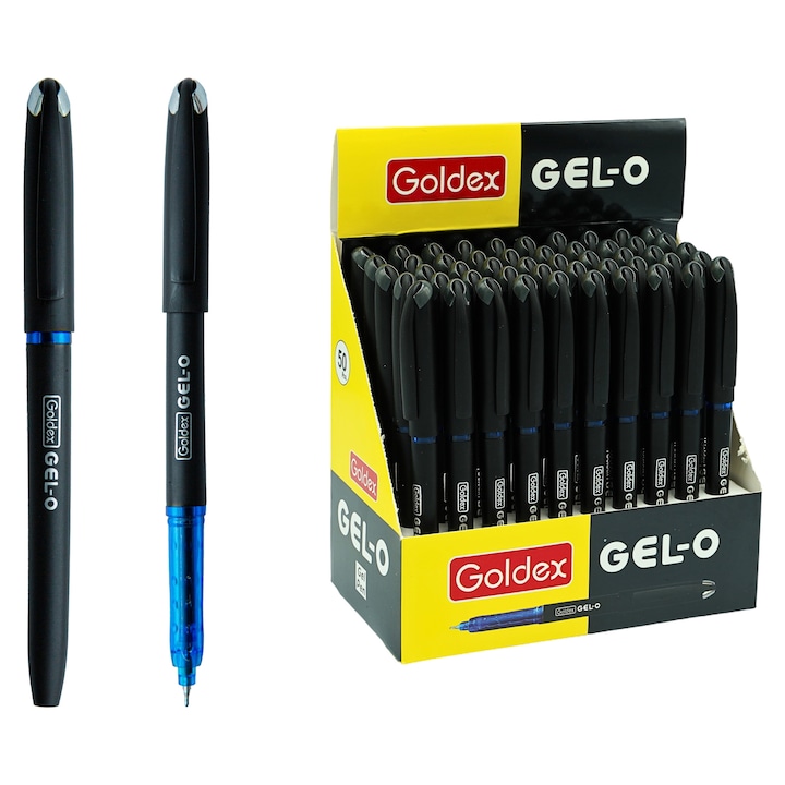 Gel Pix Goldex - Gel-O, 50 buc/cutie, vârf 0.6 mm, culoare albastru, plastic